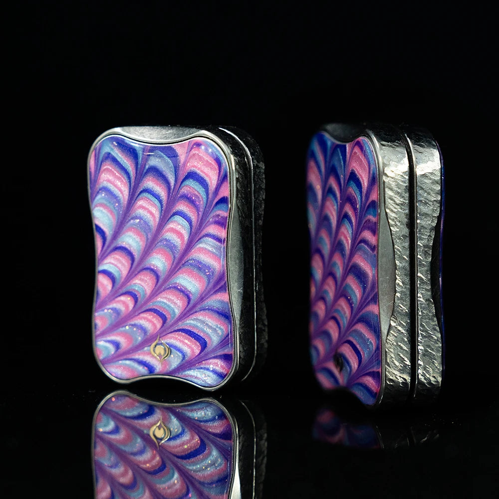 Peacock Aura Sand Slim Pro Unlimited Pushing Slider Fidget Slider Stainless Steel Titanium Zirconium Stress Relief Toy For Adult