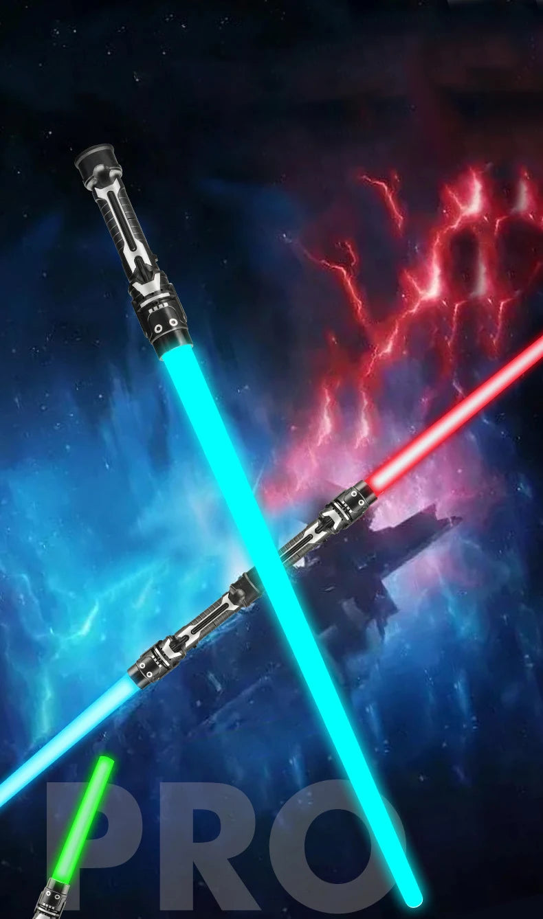 Children Colorful Glowing Sword Toys Laser Sword Lightsaber Red and Blue Double Saber Telescopic Music Cosplay Cool Flashing Toy