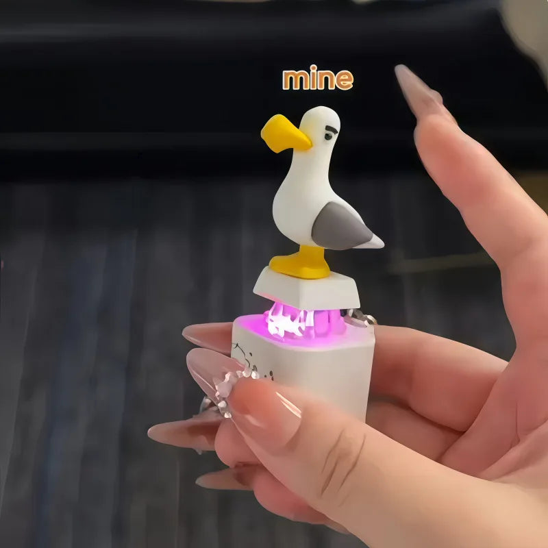 Mine Seagull Keycap Keychain Luminous Sounding Stress Relief Creative Fidget Toy Pocket Portable Electronic Pendant For Adult