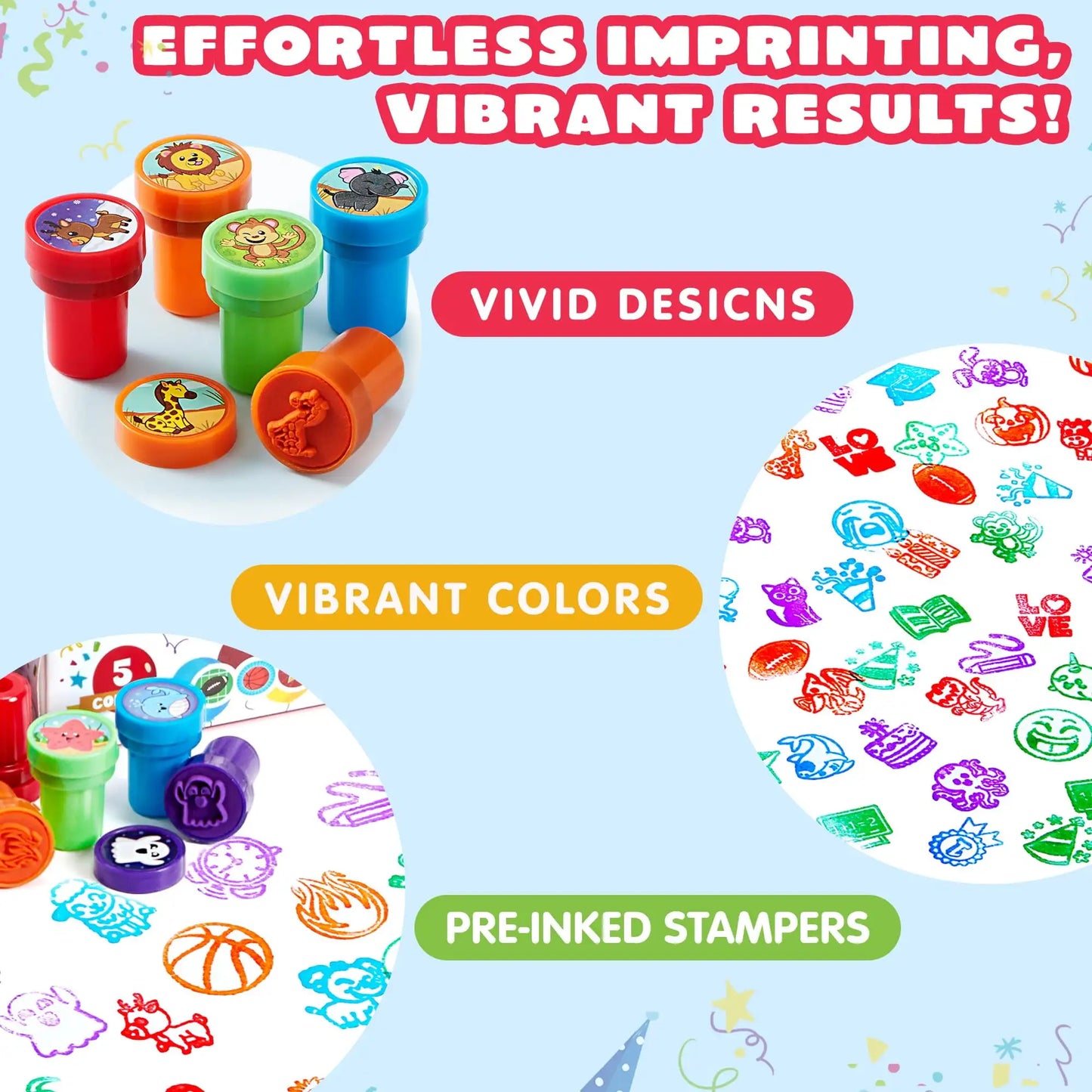 Joyfy 50 Pcs Assorted Stamps Self-Ink Stamps for Kids Birthday Christmas Party Carnival Prizes Halloween Gifts