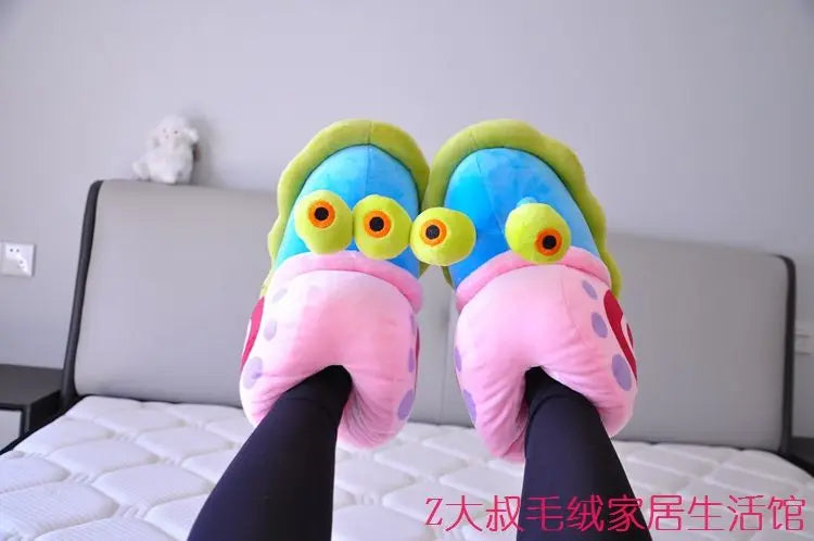 Plush SpongeBob SquarePants Cotton Shoes Snail Bags Heels Cute Home Slippers SpongeBob SquarePants Snail Boots Plush Gift