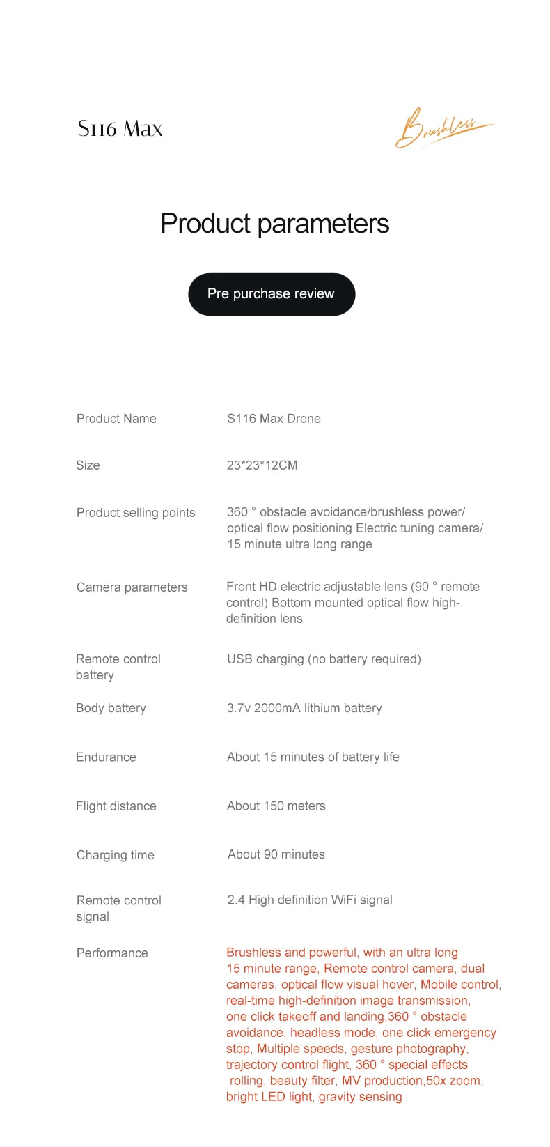 2026 Newest S116 MAX Brushless RC Drone with Dual Camera, WiFi FPV, Optical Flow Positioning, 360 Obstacle Avoidance, One Key Takeoff Landing, Altitude Hold, Foldable, Carry Bag Included, Long Flight Time, Gift for Adults