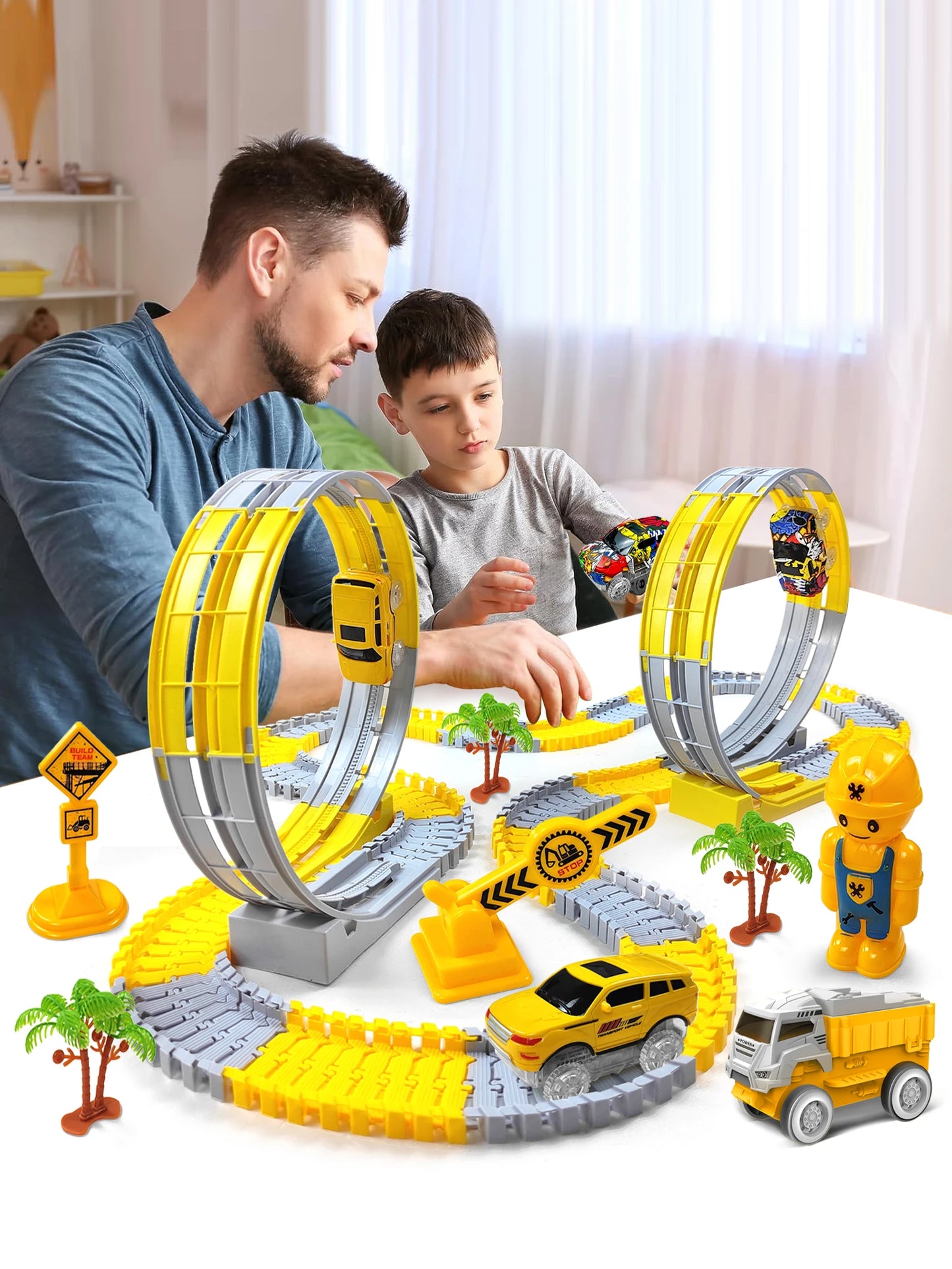 Children Electric Magical Flexible Track Toy Car Engineering Car Kids Educational Toys Train Toys for Children Birthday Gift