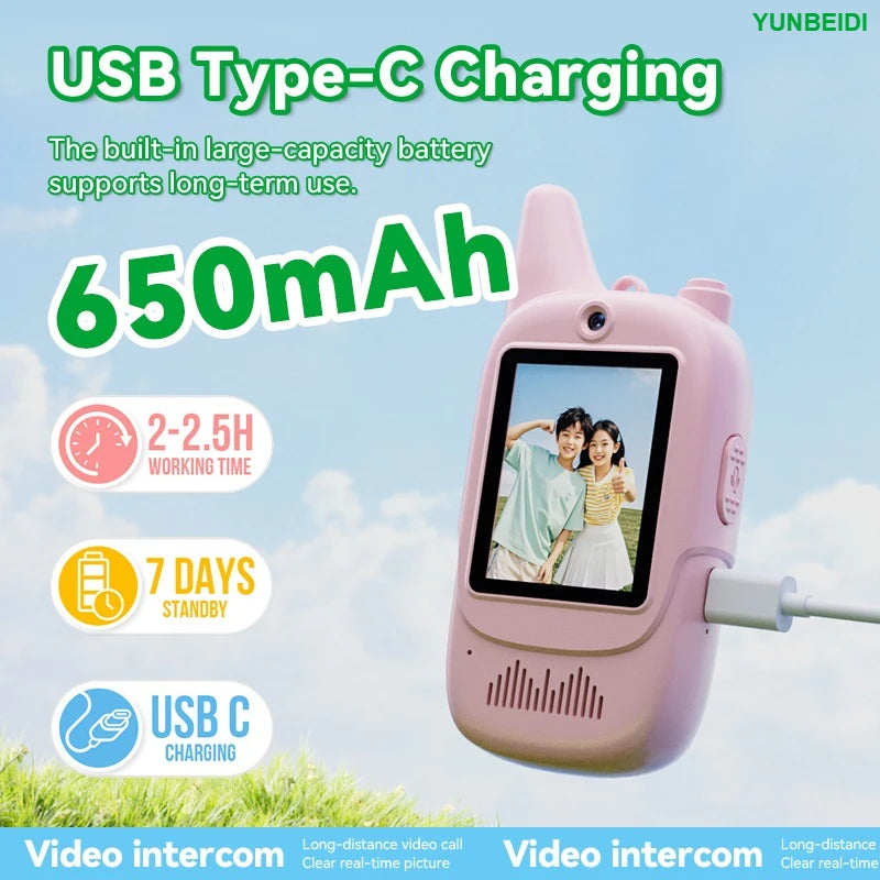 2PCS Children's Video Intercom USB Charging Indoor and Outdoor High Definition Intercom Children's Toys Birthday Gifts Ages 3-12