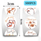 500PCS Cute Cartoon Paw Print Stickers Dog Cat Bear Paw Labels Stickers For Thank You Sticker Stationery Teacher For Student
