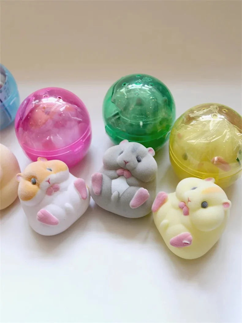 Japan YELL Gashapon Toys Cute Fatty Milky Soft Hamster Flocking Plush Dolls Squeeze Anti Stress Relief Squishy Collect Ornaments
