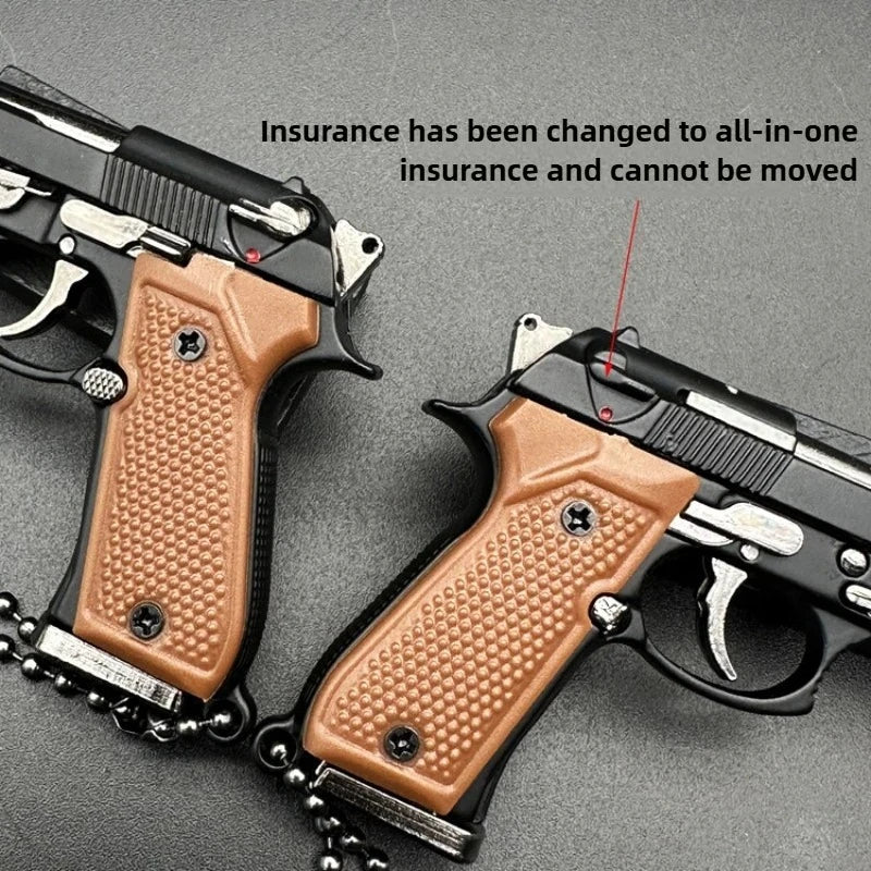 1:3 Scale Alloy Pistol Keychain Mini Toy Gun Metal Keychain for Adults Kids Christmas Gift