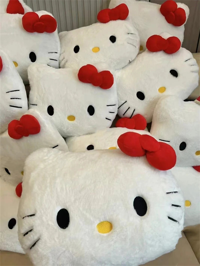 Anime Sanrio Hello Kitty Cute Cartoon Head Plush Pillow Sofa Bedside Cushion Car Cushion Nap Pillow Birthday Gifts for Girl