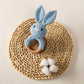 Handmade Crochet Baby Toys, Wooden Easter Bunny Rattle 0-12 Months, Four Color Rabbit Rattle Soft, New Born Baby Teething Toys