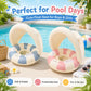 Baby Swim Ring Inflatable Summer Pool Float Seat with Canopy Sunshade Handles Cartoon Swimming Ring for Boys Girls Toddler 40lbs