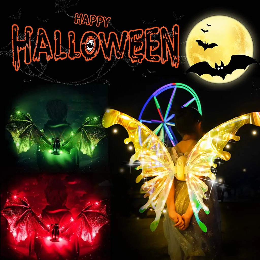 Electric Moving Dinosaur Wings with Lights DIY Toys for Children Boys Party Halloween Costume Accessory Christmas Gift