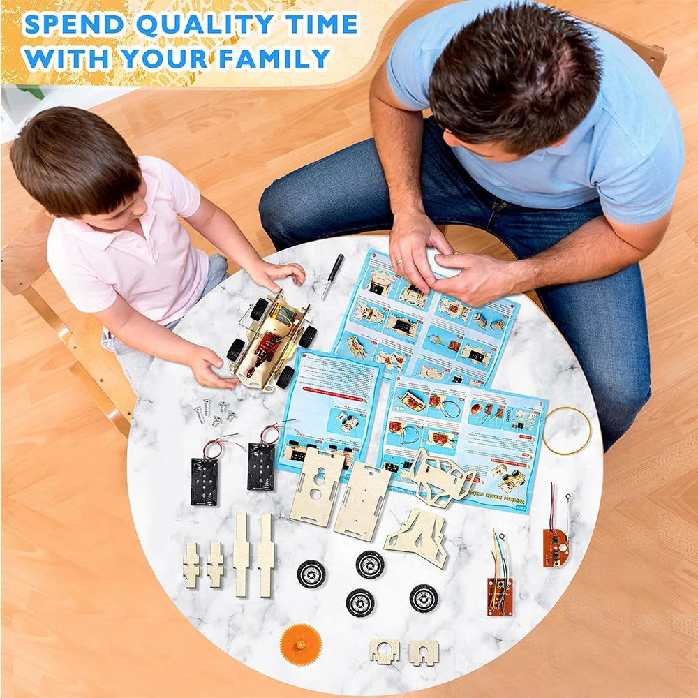 DIY Wooden Remote Control Car Kits STEM 4WD Educational Science Project Building Toys Creative Birthday Gifts for Kids Boys Girl