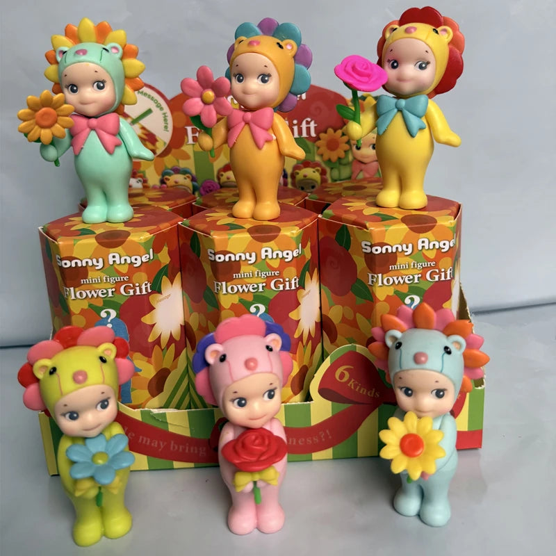Mini Angel Blind Box Toys, Flower Series, Cute Anime Figurines, Desktop Ornaments, Doll Models, Collectible Surprise Gifts