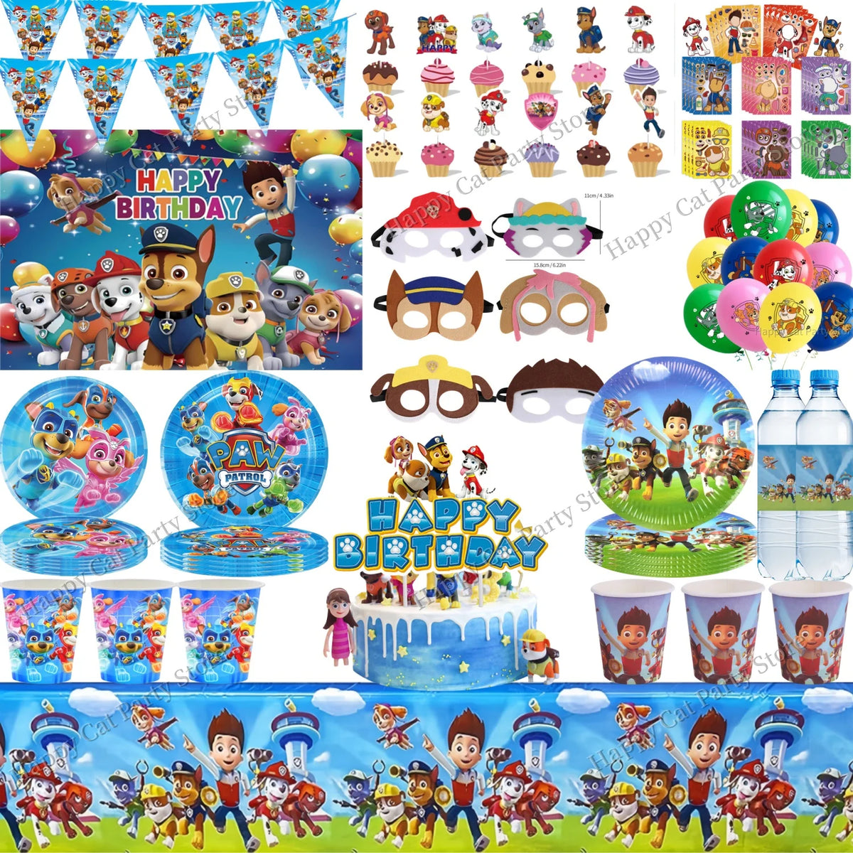 PAW Patrol Birthday Party Decoration Tableware Tablecloth Plates Cup napkin gift bag Balloons PAW Patrol Party Favors Supplies