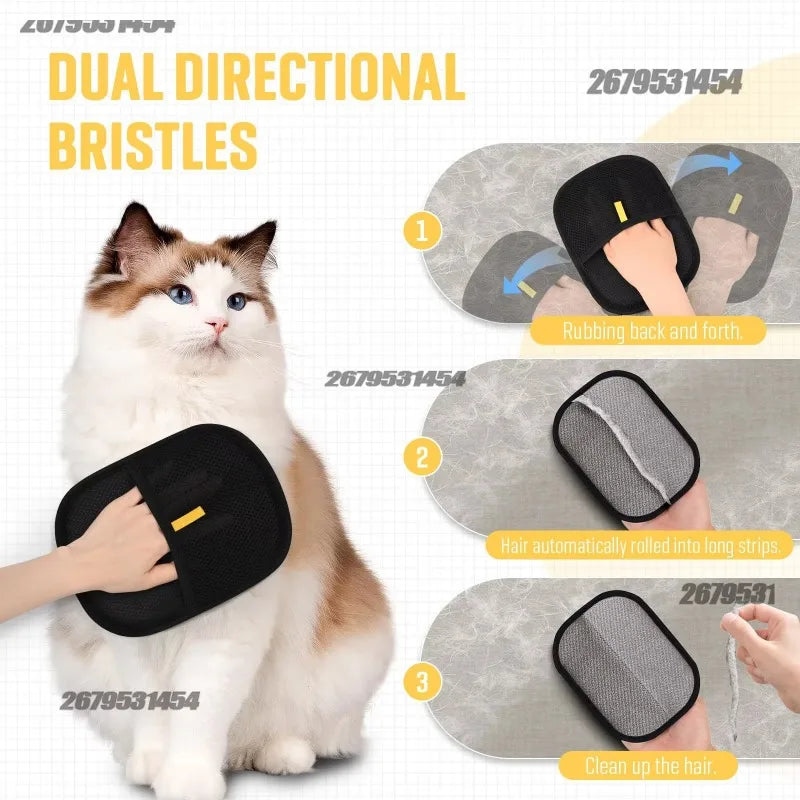 Dog Glove Brush Cat Hair Glove Wool Removal Glove Reusable Pet Hair Remover Grooming Mitt for Shedding Cats and Dogs