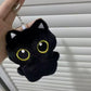 New Kawaii Big Eyes Cat Plush Doll With Scarf Black Cat Keychain Bag Pendant Cartoon Kitten Ornament Holiday Gift For Dear