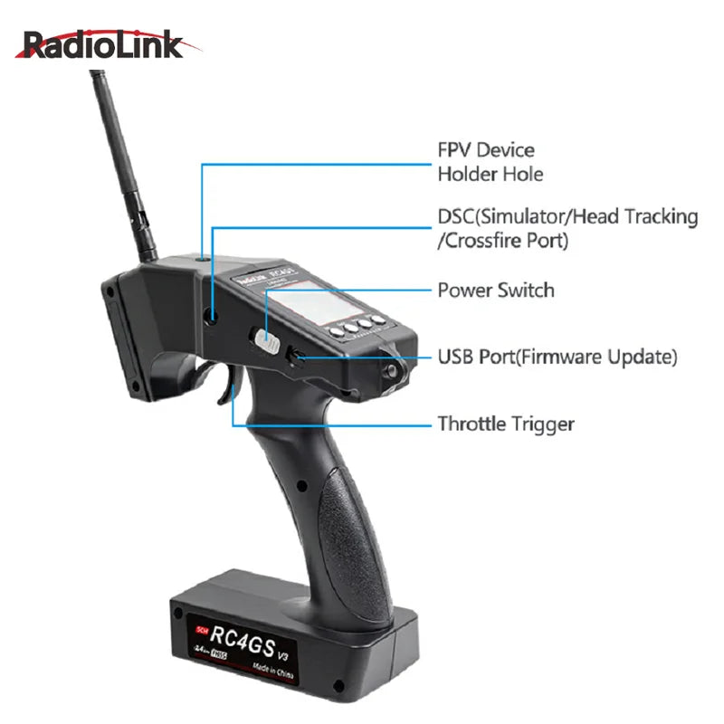 RadioLink RC4GS V3 2.4G 4CH 5CH 7CH 400M Distance Remote Controller Transmitter  R6Fg Gyro Inside Receiver for RC Car Boat
