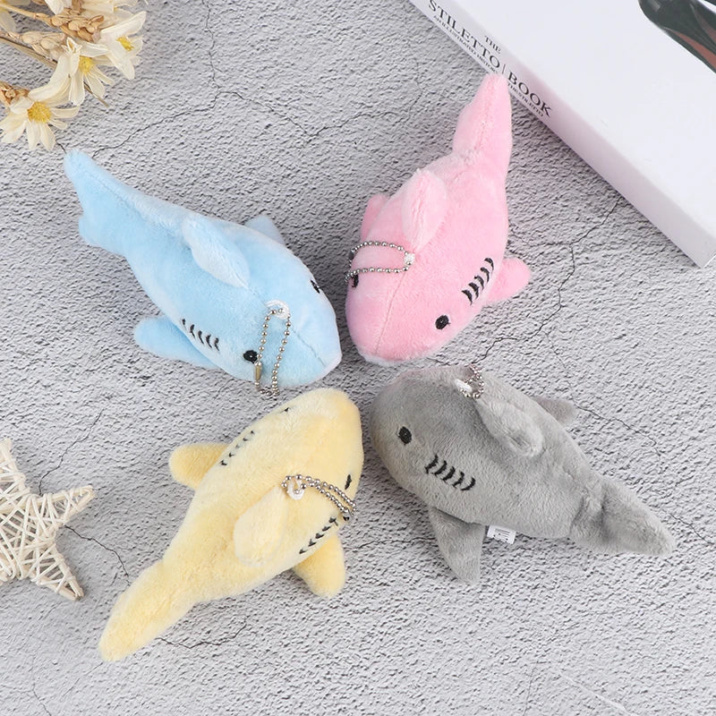 12CM  Keychain Gift Shark Plush Stuffed TOY DOLL  Kids Small Mini Cute Marine Animals Plush Toys