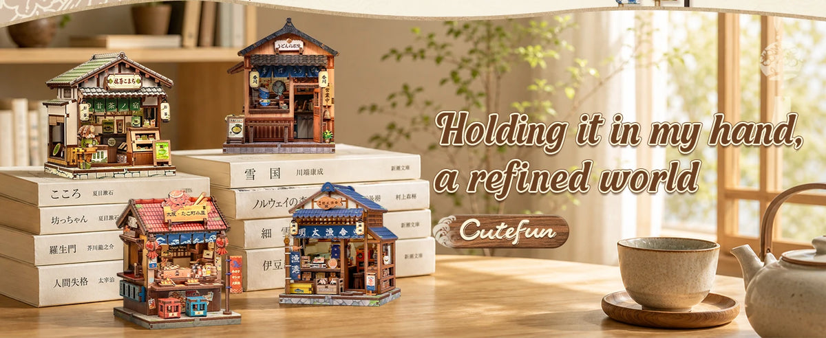 Original CUTEBEE DIY Book Nook Kit Japanese styles 3D Wooden Puzzle Mini Miniature House Bookshelf Decor Craft for Adults DIY
