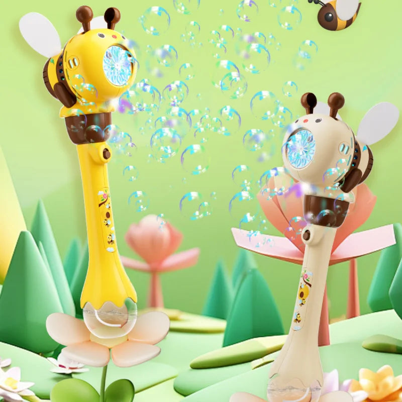 12 Hole Bee Electric Bubble Gun Children's Bubble Machine With Lights Soap Maker Blowing Outdoor Toys Wedding Party Game Gifts