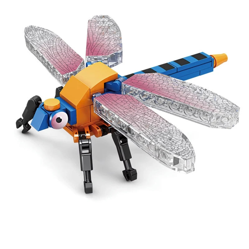 Creative Building Blocks Insect Model Bee Dragonfly Ant Mantis Children's Assembled Toys Interesting Animal Ornaments Gifts