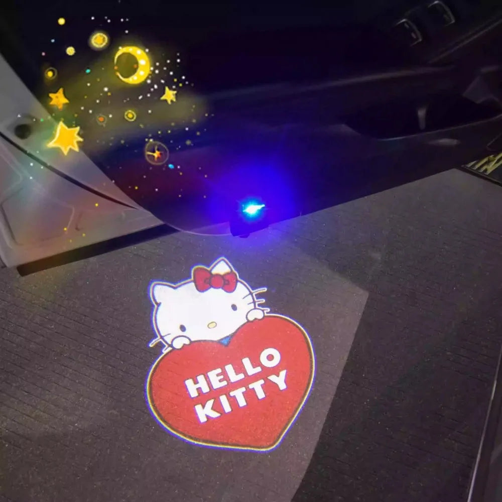 Car Welcome Light Hello Kitty Wireless Door Projector Lamp Auto Induction Ground Projection Car Atmosphere Light Decoration Toys