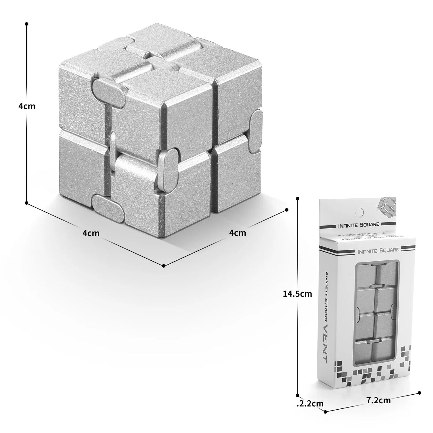 Cool Silver Fidget Cube Lightweight Ultra Durable Sensory Stress Relief Anti-Anxiety Toy Exquisite Decompression Gift for Adults
