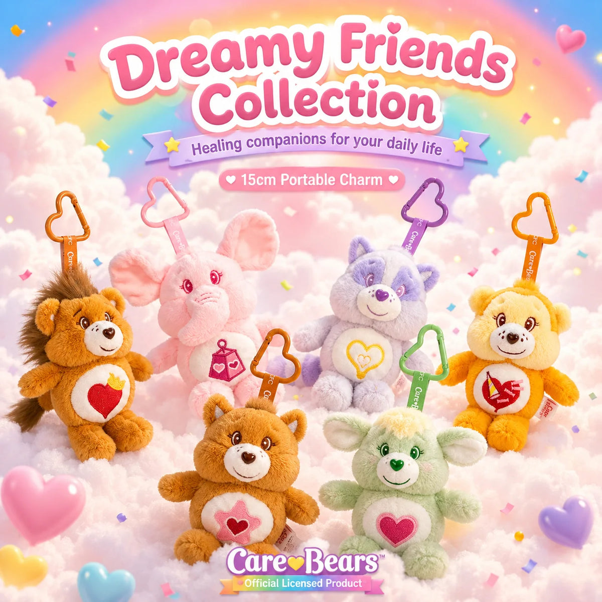 Care Bears Cousins Plush Keychain 15cm Cute Bear Pendant Bag Charm Soft Stuffed Toy Kawaii Accessory Birthday Gift Collectible