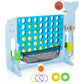 4-in-1 Giant Connect Game Set Adjustable Height, Basketball Hoop, Ring Toss and Net Jumbo Outdoor Yard Game for Families Events
