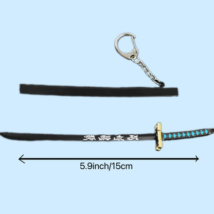 5.9inch Demon Slayer Tokito Muichiro Metal Katana Sword Original Samurai Katana Sabre Ninja Knife Cosplay Accessories Prop Toy