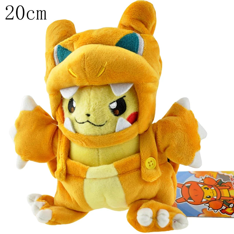 Cos Eevee Pikachu Cosplay Plush Toy Charizard Peluche Snorlax Garchomp Tyranitar Hydreigon Stuffed Animal Doll Plushies Toy Gift