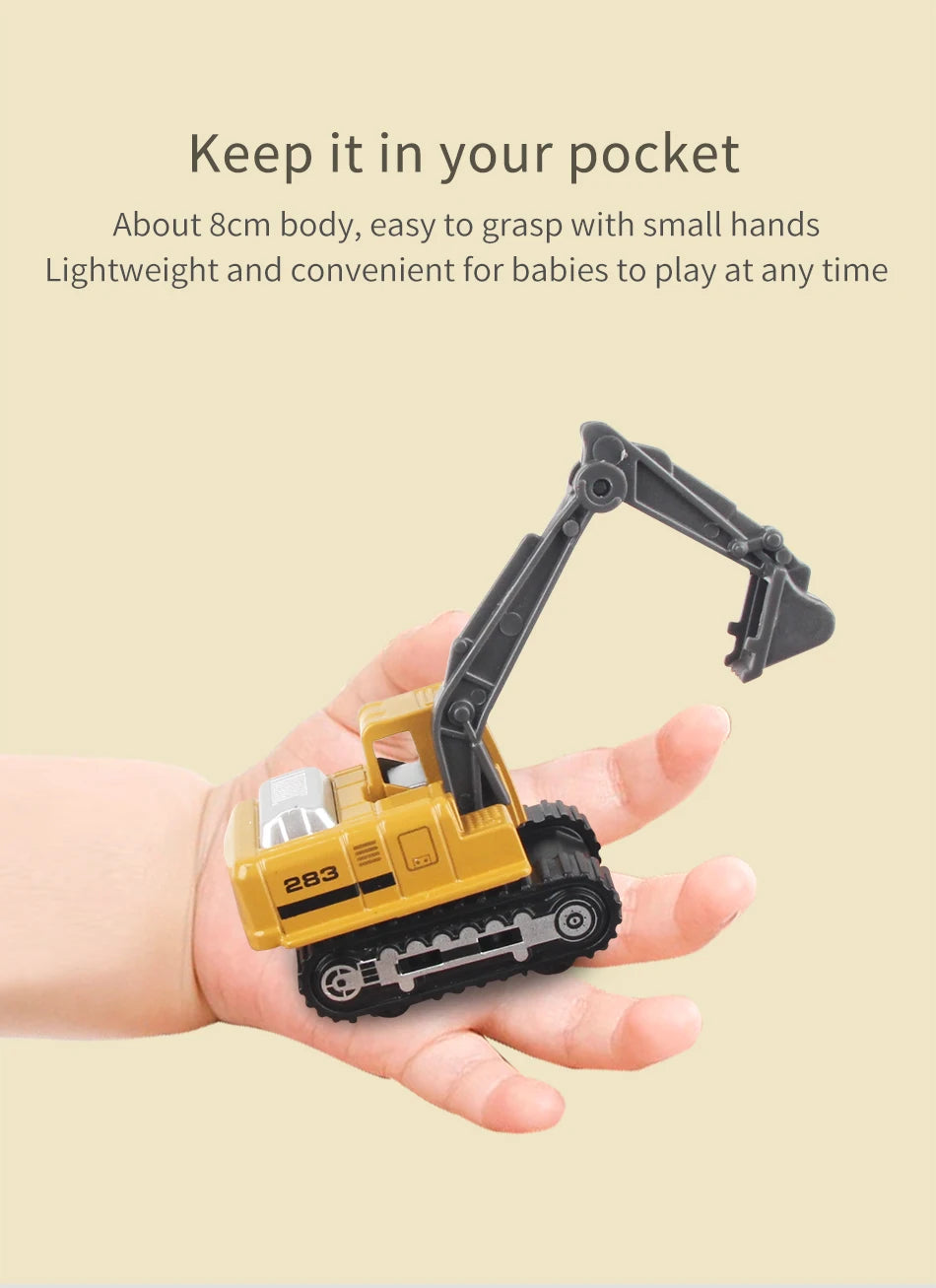 6pcs/set Alloy Engineering Truck Toy Car Classic Construction Model Vehicle Loader Tractor Excavator Toys for Boys Gifts