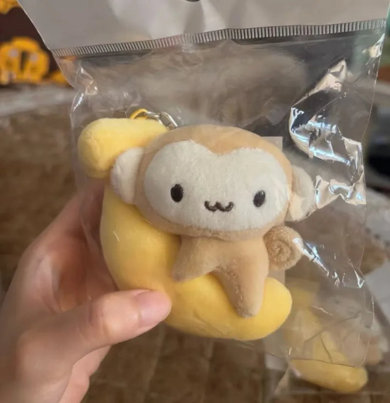 Kawaii Hinakuu Monkey Plush Keychain Stuffed Animals Banana Monkey Bag Charm Korean idol Style  Monkey doll  Plushie Bag Pendant