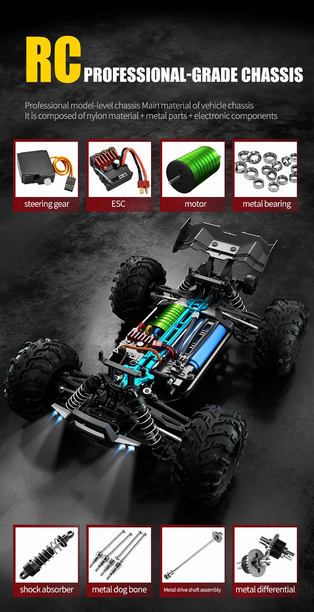 High Speed RC Car 4WD Off Road Vehicle 70KM/H Brushless Motor Professional Drift Truck for Kids Remote Control Car Toys