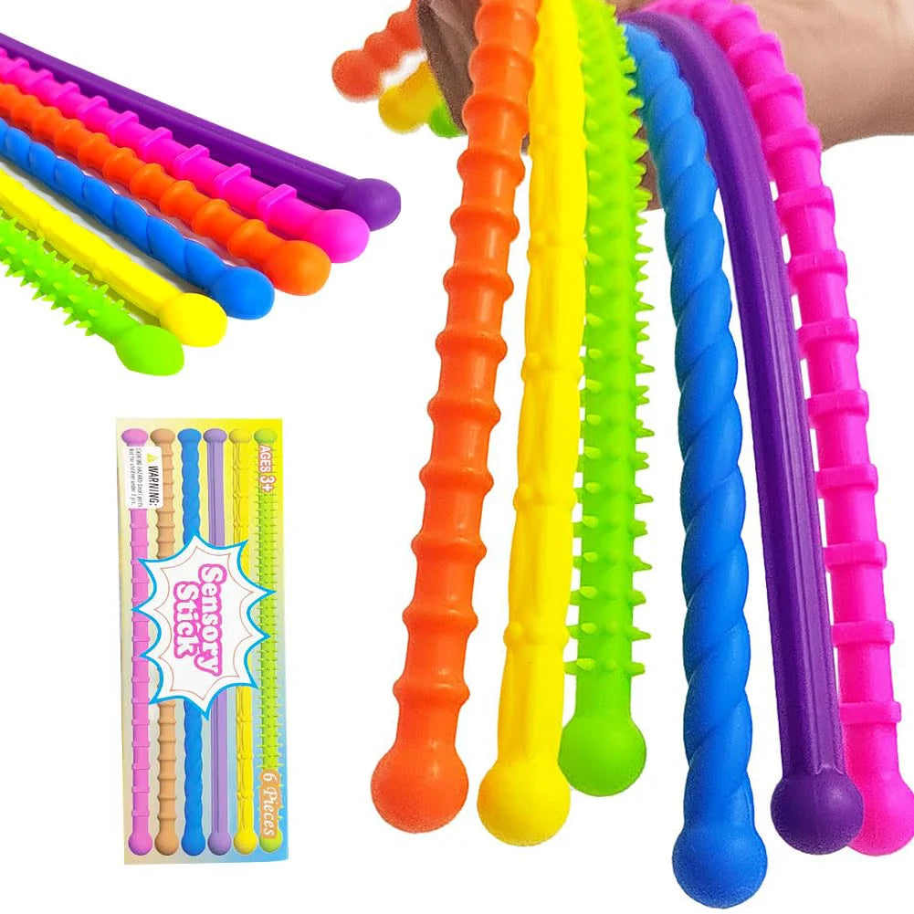 Children's Elastic Sensory Sticks, a 6-Piece Sensory Toy Suitable for Autism and ADHD