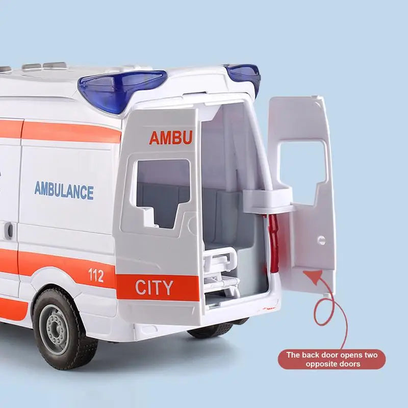 Mini Car Model Ambulance Model Sound And Light Vehicle Simulation Collection Toys Children's Birthday Gift