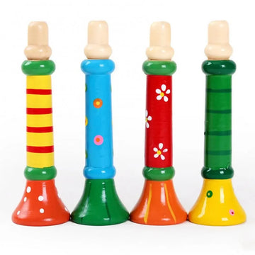 Wooden Trumpet Toy Horn Whistle Montessori Musical Instrument for Kids
