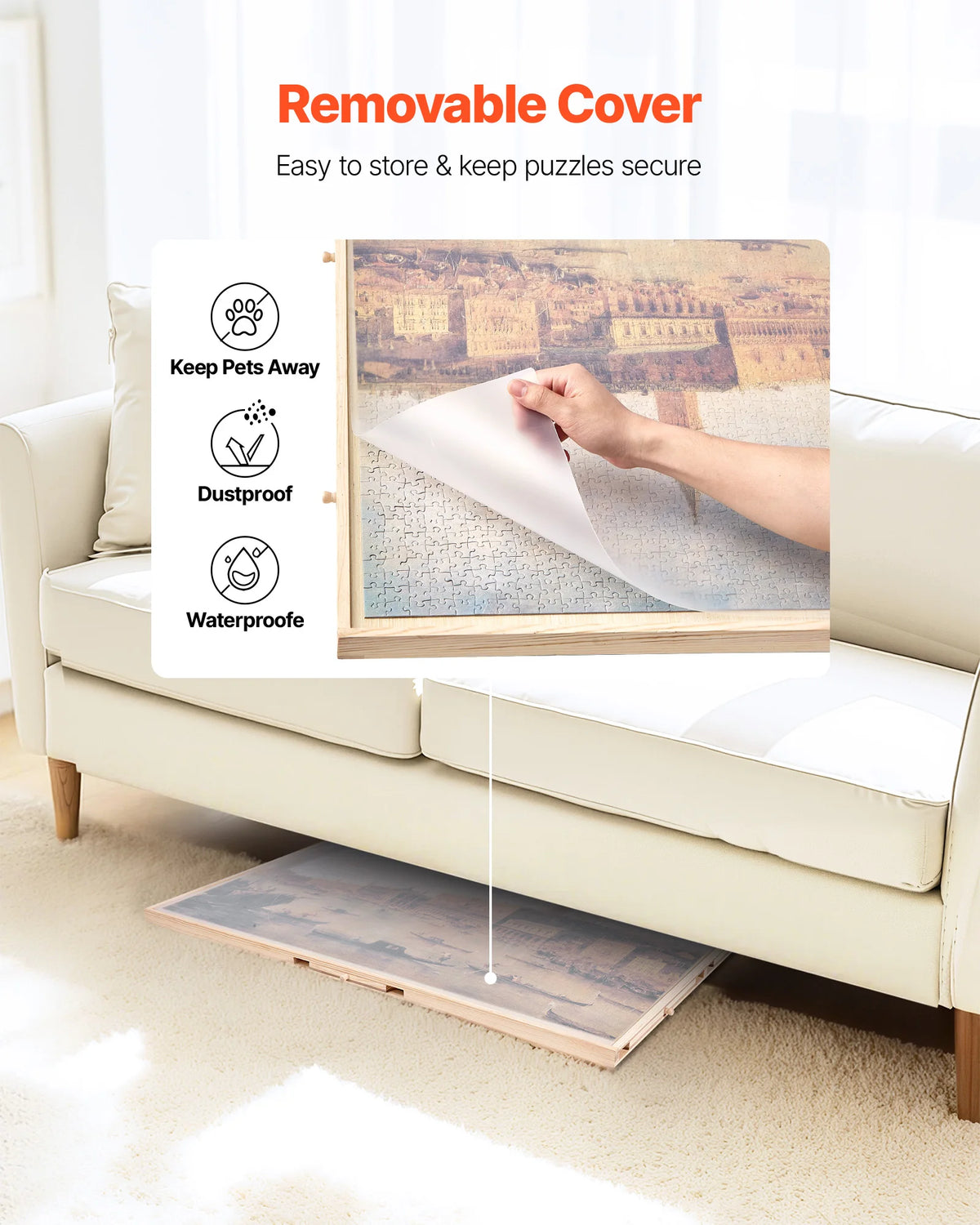 SucceBuy 2000 Piece Rotating Puzzle Board with 5 Drawers and Cover 40x29 in Portable Wooden Table Jigsaw Puzzle  for Adults