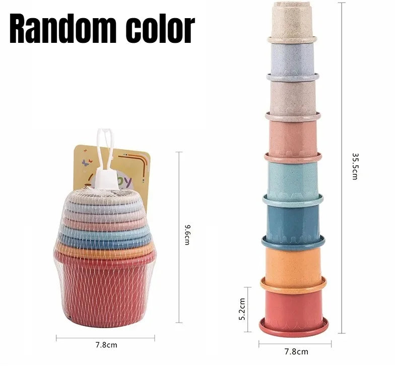 Baby Montessori Cup Stacking Toys Beach Pool Bathtub Educational Toys for Toddler Infant 0-12 Month Xmas Gift