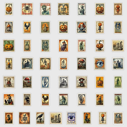 50pcs Cartoon Halloween Stamp Graffiti Stickers for Decorative Scrapbooking Stationery Handbook Skateboard Suitcase Sticker