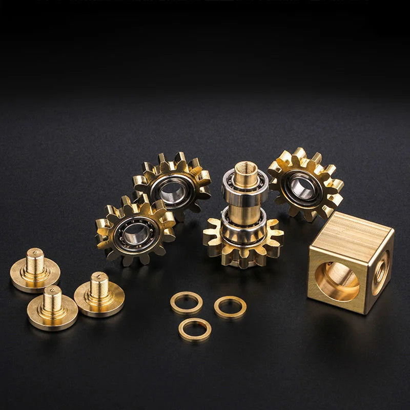 EDC Pure Brass Fidget Spinner Toy | Real Gear Gyro Metal Stress Hand Spinner Toy | Adult Anxiety Stress Relief Skill Toy