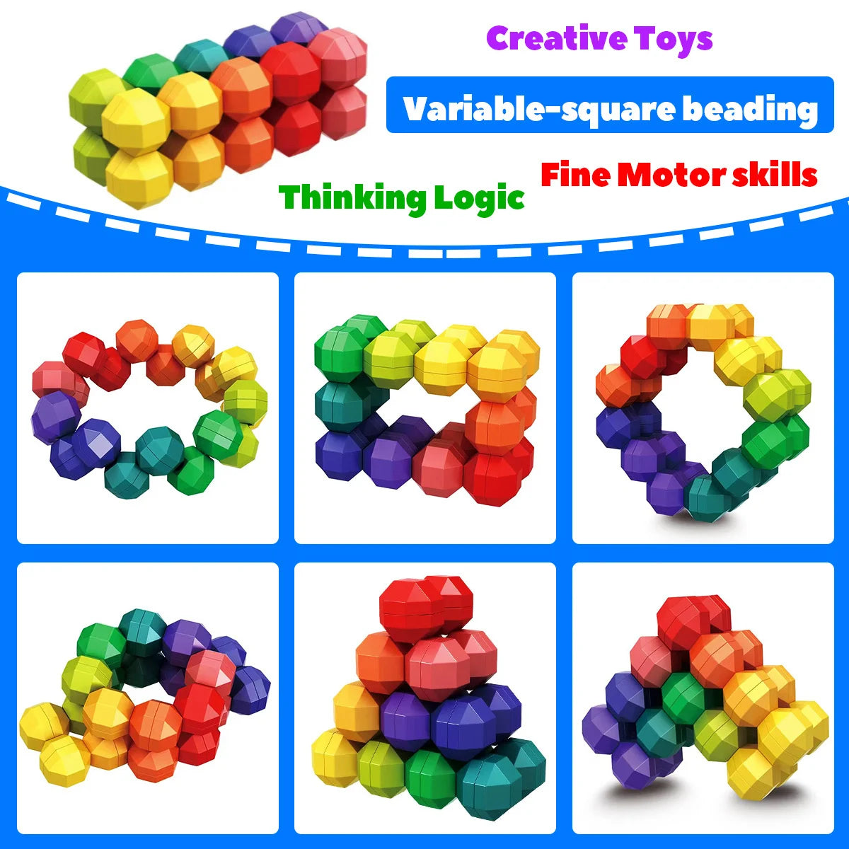 Children's Puzzle Interactive Logic Thinking Training Toy, Versatile Bead Colored Decompression Ball, Stress Relief Cube