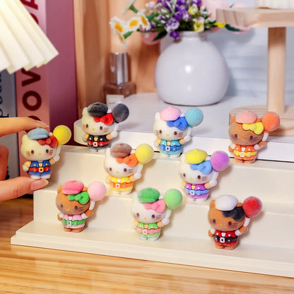 Kwaii Flocking Kitty Mini Figurine Little Kitty Doll Car Office Deskop Decoration Crafts Accessories Small Gifts