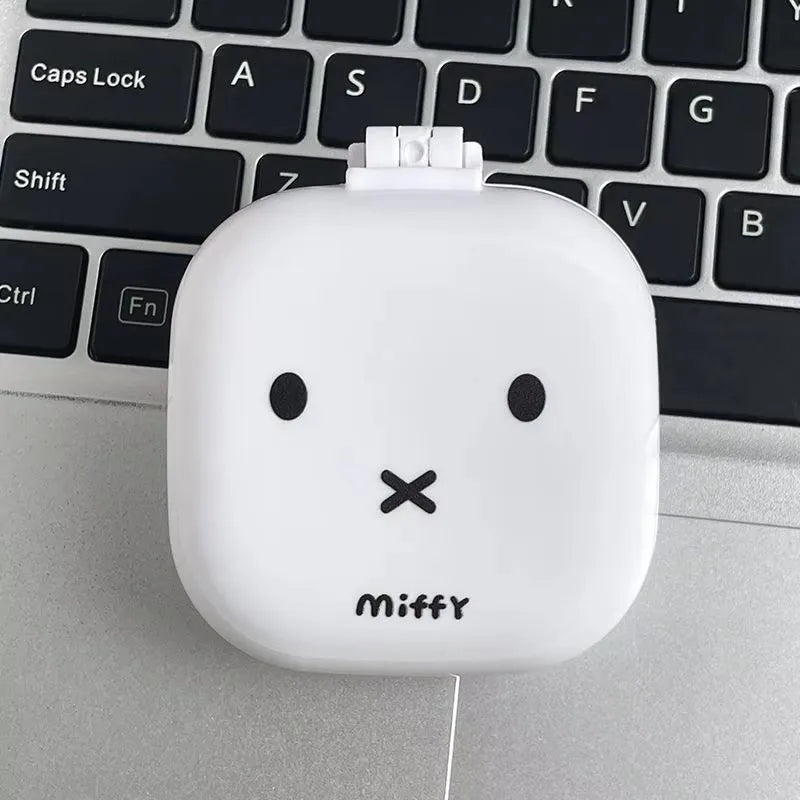 Cute Miffy Cartoon Rabbit Folding Air Cushion Comb With Mirror 2 in 1 Compact Pocket Comb Portable Student Travel Hair Tool Gift