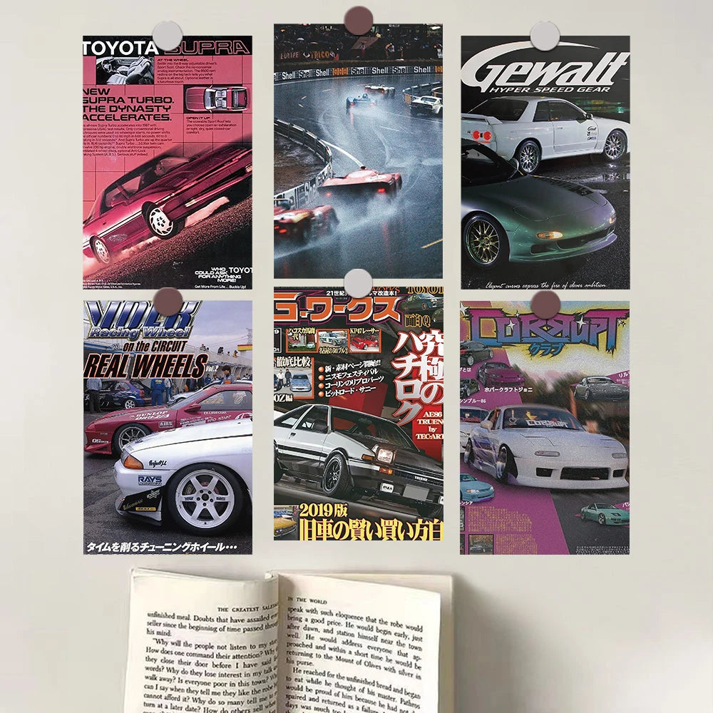 10PCS 10×15CM JDM Car Japanese Racing Car Posters Wall Collage Print Kit Wall Decor Home Room Kids Toy Card