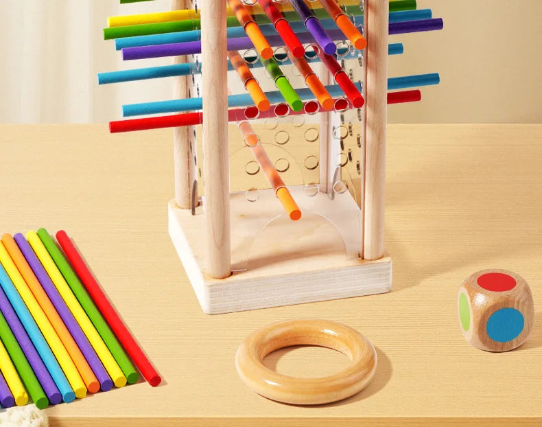 Educational Toy - Desktop Dice And Stick-Pulling Game Pizza Tower Parent-Child Interactive Thinking Training