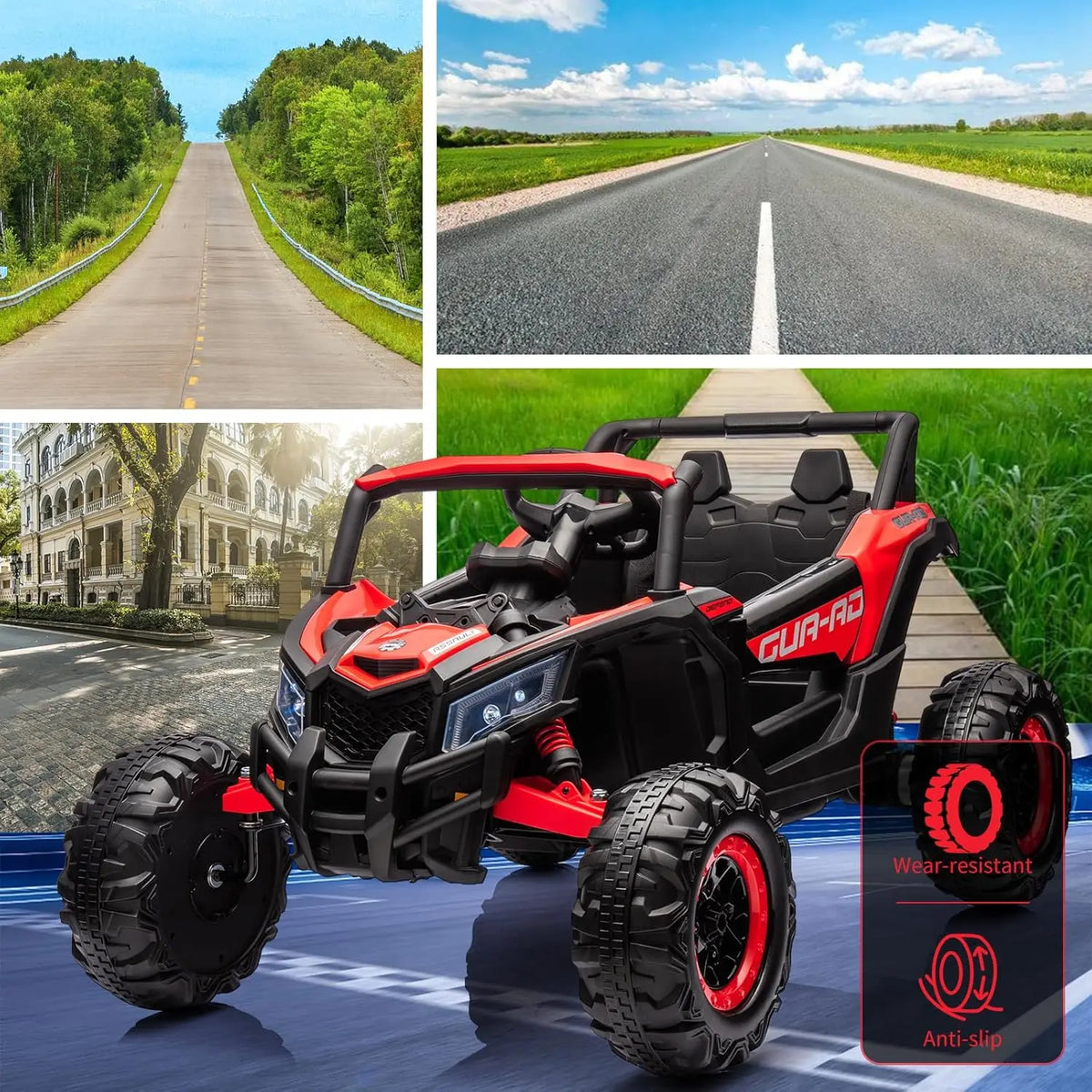 24V Kids Ride On UTV Car Toy w/Remote Control 2×200W Motor Electric Vehicle Spring Suspension & LED Lights Off-Road Toy