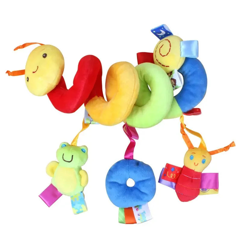 Baby Hanging Car Seat Toys Plush Activity Hanging Stroller Toys with BB Squeaker and Rattles For Newborn Travel Activity Toy