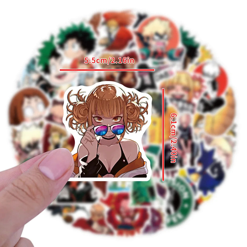 50Pcs My Hero Academia Stickers Set DIY Waterproof Decals for Skateboard Laptop Phone Luggage Notebook Fridge