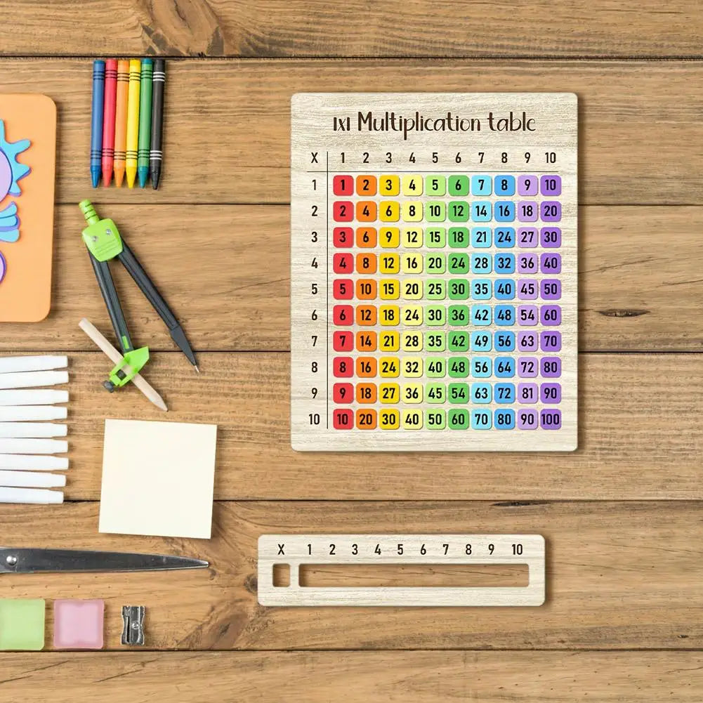 Montessori Educational Wooden Math Toys Multiplication Table Wooden Board Set Wood Learning Boards for Math Class Back-To-School